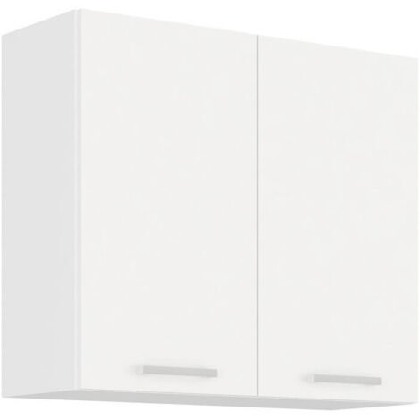 ATLAS Meuble haut 2 portes battantes - Décor blanc - L80 cm (1/5)