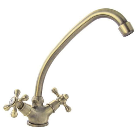 Edouard Rousseau - Mélangeur Évier BEVERLEY Vieux Bronze - Bec Mobile Orientable -  Aérateur Économie d’Eau