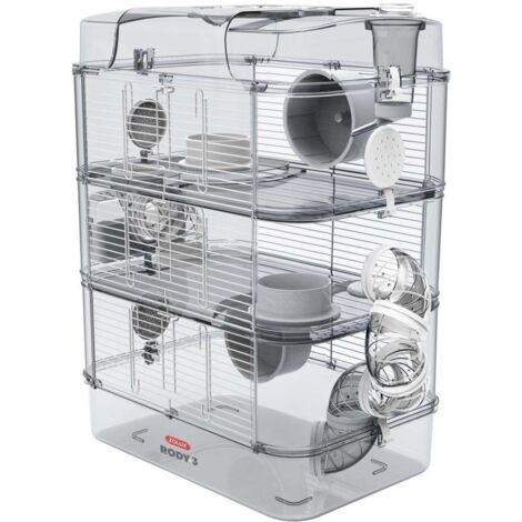 Zolux – Cage pour rongeur 3 étages – Habitat évolutif pour hamster, souris, gerbille – Dimensions L 41 x p 27 x h 53 cm – Parois transparentes (1/10)