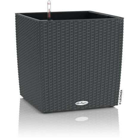 LECHUZA Pot de fleurs - Cube cottage 30 - 29,5 x 29,5 x 30 cm - 12 L - Kit complet - Granit (1/10)