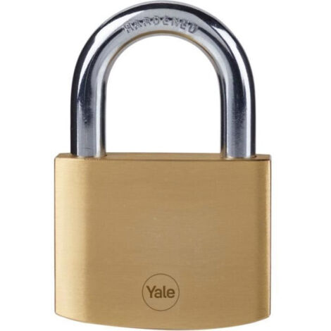 Cadenas laiton - YALE - Y110B/60/132/1 - 60 mm - Anse acier cémenté - 3 clés - Pour trappes d'acces, chaînes, échelles, portails (1/5)