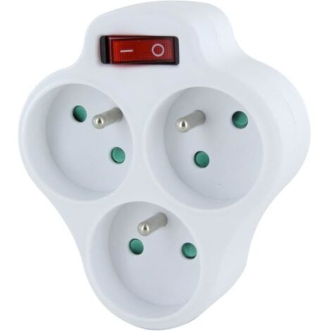 Domino 3x16A + interrupteur - Blanc - Chacon