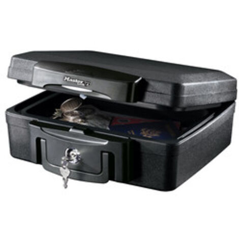 Master Lock – Coffre-fort ignifuge étanche avec clé – Résistance au feu 30 min jusqu'à 843°C – Capacité 4,9 L – Dimensions 15,6 x 36,2 x 33 cm - H0100EURHRO