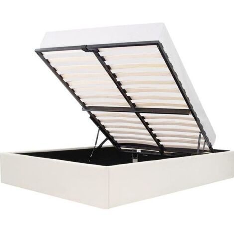Les Tendances – Lit coffre adulte 160x200 cm – Tissu beige – Design contemporain avec rangement intégré – Parfait pour optimiser l'espace (1/5)