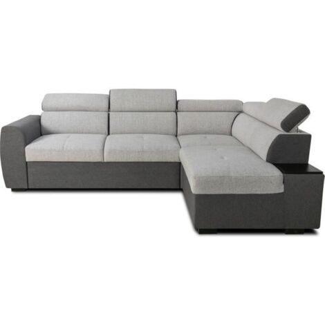 Canapé d'angle convertible réversible - 4/5 places - KELIO - Tissu Anthracite/Gris - 3 tétieres - 245 x 184 x 77/87 cm