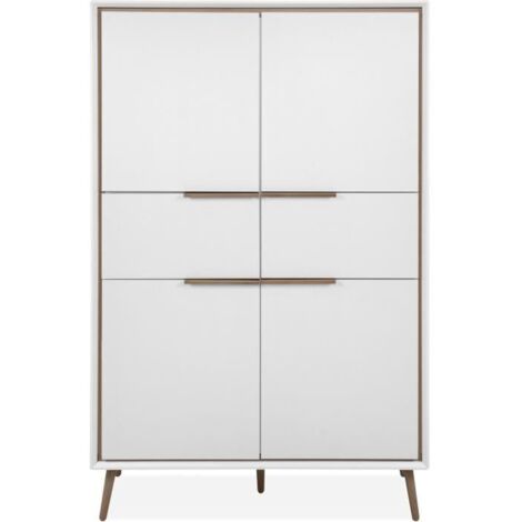 Buffet Haut - ARONA 53B - Blanc / Chene artisan - 4 portes, 2 tiroirs - 175 x 90 x 38 cm (1/5)