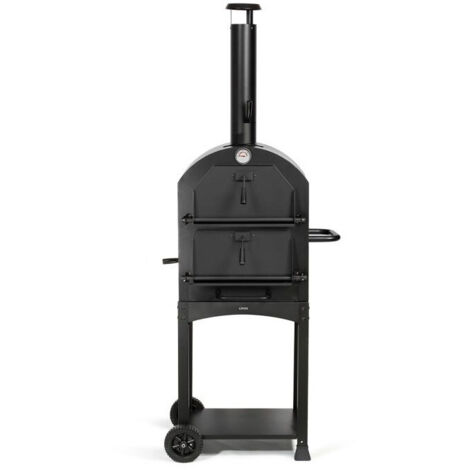 Four à pizza 94 cm en acier avec pierre réfractaire – Compatible charbon et bois – Thermomètre intégré – DOC331 – Livoo