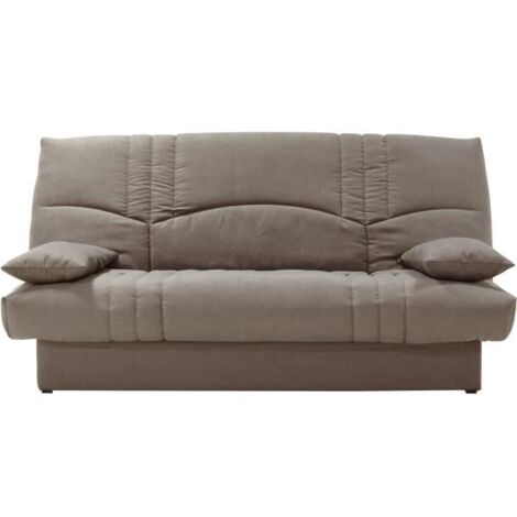 Clic clac 3 places THELMA - Tissu Soro taupe - Couchage 125x190 cm - L190 x P92 x H96 cm (1/5)