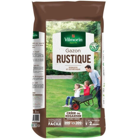 Semences de gazon VILMORIN - Rustique sac de 5KG - Pérenne, dense, robuste et esthétique