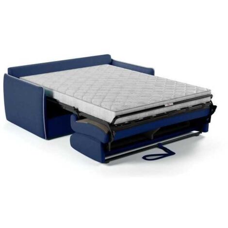Canapé convertible 3 places express – Tissu bleu – Couchage 140x190 cm – Dimensions L175xP100xH87 cm – Matelas 14 cm