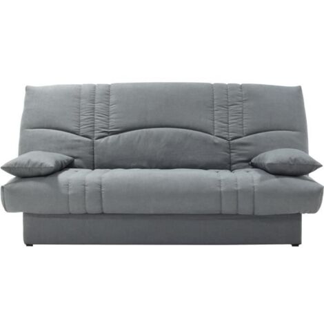 Clic clac 3 places THELMA - Tissu Soro gris moyen - Couchage 125x190 cm - L190 x P92 x H96 cm (1/5)