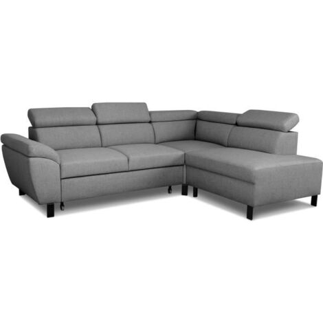 Canapé d'angle convertible 4 places – Tissu anthracite – Réversible – 3 têtières ajustables – Dimensions L243 x P184 x H92 cm (1/5)