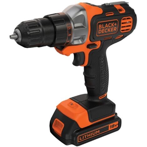 Black & Decker – Perceuse-visseuse sans fil 18V MT218KQW – 1,5Ah Lithium – Couple 20,9Nm pour perçage bois 25mm et métal 10mm – Mallette de rangement incluse (1/10)