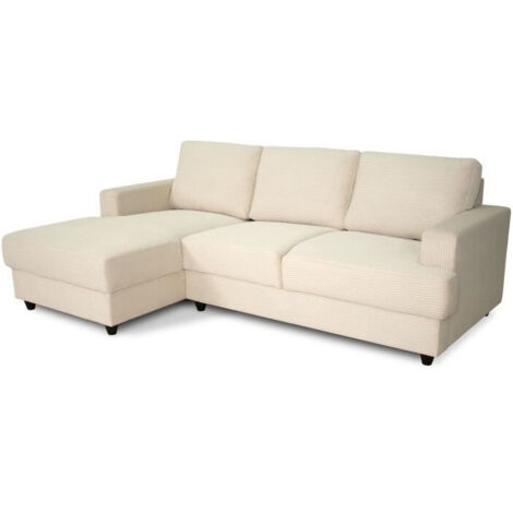 Canapé d'angle gauche 4 places – Tissu beige 100% polyester – Dimensions 216 x 141 x 79 cm – Fabriqué en Ukraine (1/5)