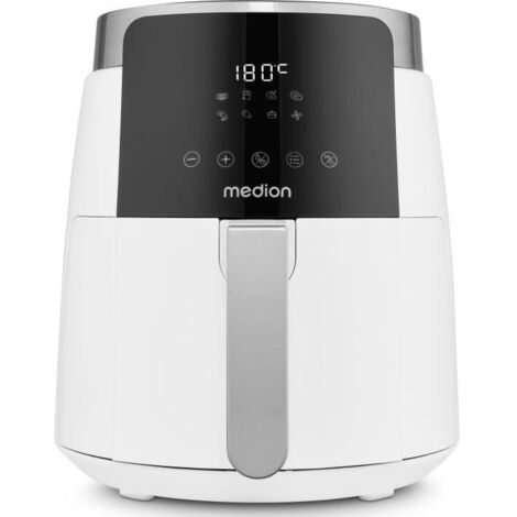 Friteuse a air chaud - MEDION - MD13030 - Digitale - Airfryer - 1500 watts - Minuterie 60 min - Jusqu'a 200°C - 4,7 L - Blanc