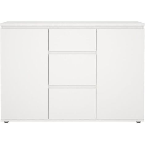 Buffet - Blanc - 2 portes - 3 tiroirs - 119 x 40x 83 cm LUK (1/5)