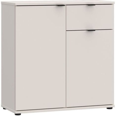 Buffet contemporain 2 portes et 1 tiroir – Structure en panneaux de particules PEFC – Dimensions 80,1 x 34,1 x 82,3 cm – Finition sable (1/5)