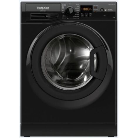 Hotpoint Ariston – Lave-linge hublot 11 kg – Moteur induction silencieux – Essorage 1400 trs/min – 16 programmes – Classe A – Finition noire moderne - NS11469FBKFR