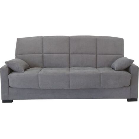 Canapé clic clac 3 places - Gris clair - Matelas 14 cm - 130 x 190 cm - MEGAN (1/5)
