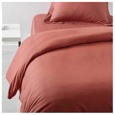 Housse de couette TODAY Essential - 220 x 240 cm - 2 personnes - 100% Coton uni - Terracotta (1/5)
