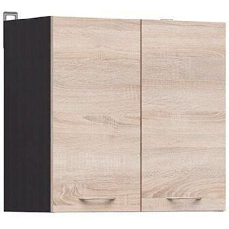 Meuble haut de cuisine 60 cm – 2 portes battantes – Chêne sonoma – Dimensions L 60 x H 57,3 x P 30 cm