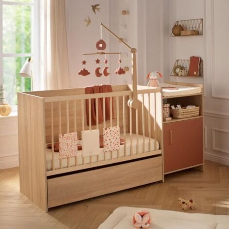 Lit combiné - 120 x 60 cm - Evolutif en 90 x 190 cm - CHARLIE - SAUTHON - Terracotta (1/5)