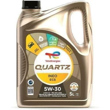 Huile moteur 5L Quartz Ineo ECS 5W30 – Technologie Low SAPS pour moteurs Peugeot, Citroën et DS – Économie de carburant – Total (1/2)