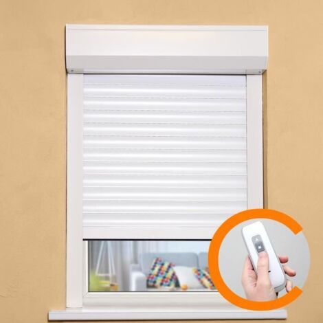 Volet roulant PVC - H 1,55 x L 1,2 m - Manoeuvre electrique radio - Blanc
