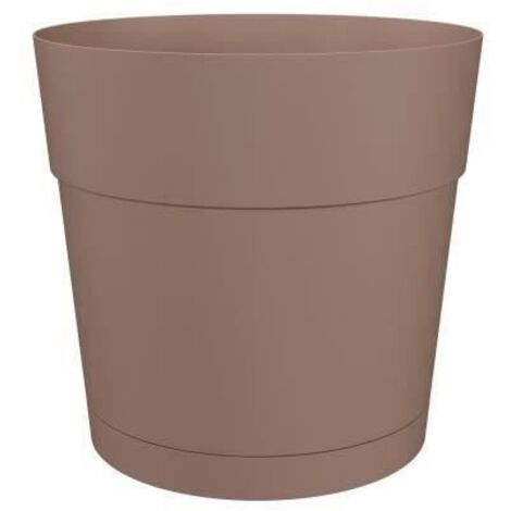 ARTEVASI Pot de fleurs rond CAPRI LARGE - Plastique - Réservoir d'eau - diametre 35 cm - Taupe - L 34,6 x P 34,6 x H 33,2 cm (1/2)