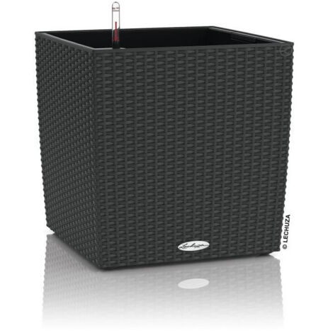 LECHUZA Pot de fleurs Cube cottage 50 - 50 x 50 x 50 cm - Kit complet - Granit - 61 L - (1/5)