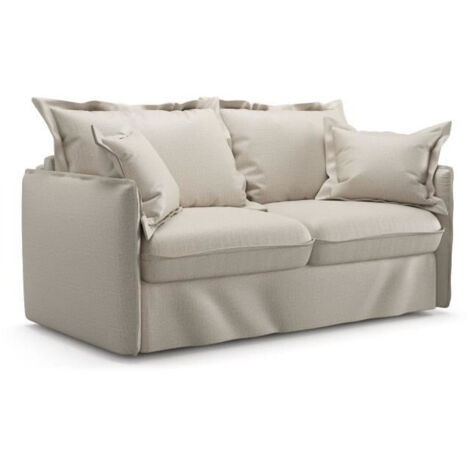 Canapé convertible express - 3 places - MYKONOS - Tissu beige - 185 x 104 x 90 cm - MONDO (1/5)