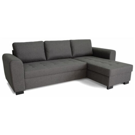 Canapé d'angle fixe réversible 4 places - Tissu Anthracite - L245 x P150 x H86 cm - HAMILTON - Fabriqué en Ukraine (1/5)