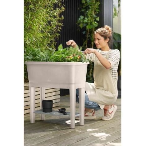 ELHO Noa Potager sur pied - L 79 x W 39 x H 94 cm - culture et récolte - 100% recyclé - Gris (1/5)
