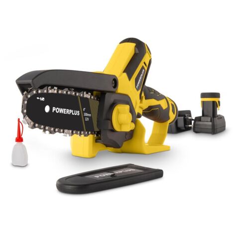 Powerplus Tronçonneuse à Batterie POWXG1045 - Élagueuse sans Fil sur Batterie de 12 V, Batterie et Chargeur Inclus, Guide de 100 mm à 14 Dents, Outillage de Jardin (1/5)