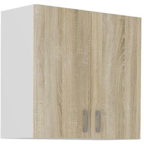Meuble haut SARA - 2 portes - Décor chene sonoma - L80xP31xH71,5 cm - Fabriqué en Pologne (1/5)