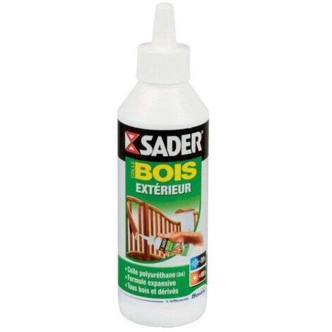 Colle à bois polyuréthane extérieure 250g – Excellente résistance chaleur et humidité – Adhère sur tous supports – Pour bois dur et exotiques – Sader