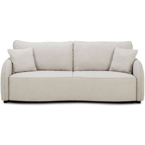 Canapé convertible 3 places en tissu beige – Coffre de rangement 170L – Dimensions L215 x H89 x P100 cm – Couchage 135 x 187 cm (1/5)