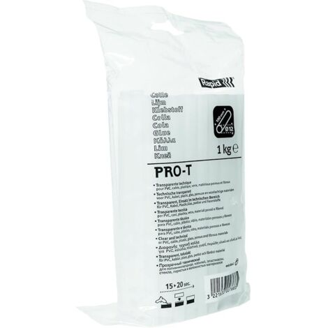 RAPID - Colle - Profesionnelle - PRO T Ø12mm - Spécialisée Transparente universelle 1kg - Haute teneur résine, Toutes applications, métal, plastique, bois, matériaux poreux, ect - Sachet - (40302768)