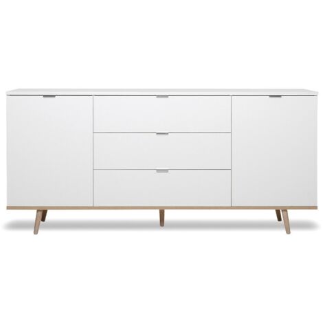 GÖTEBORG Buffet bas - Style scandinave - Décor chene et blanc - L 180 cm (1/10)