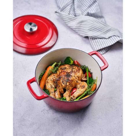 Cocotte Fontignac 24 Cm - Fonte émaillée Rouge - Avec Couvercle - Occasion