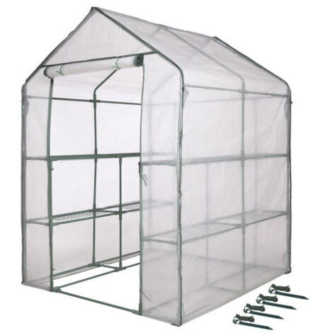 Serre de Jardin - NATURE - H195 x 143 x 143 - 2 étageres - PE armé 140 g/m² - Vert (1/4)