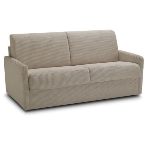 Canapé convertible 3 places – Tissu beige – Dimensions 175 x 100 x 87 cm – Couchage 140 x 190 cm – Matelas 14 cm d'épaisseur – Mondo (1/5)