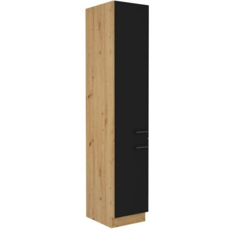 MODENA - Colonne - 2 portes - 40 x 57 x 210 cm - Chene artisan / Noir mat