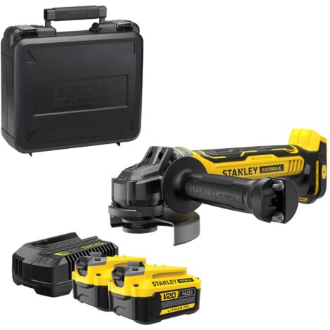 Stanley – Meuleuse d'angle sans fil 18V SFMCG700M2KQW – Moteur Brushless – 125 mm – 2 batteries 4Ah – Chargeur 2A