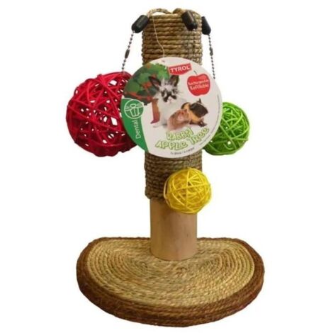 Accessoire rongeur - TYROL - Arbre a lapin - Pommier - 14 x 19 x 26 cm - Bois, jonc de mer, boules vignes, fixation cage (1/4)