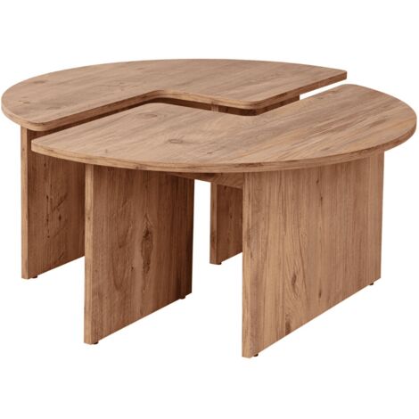 Calicosy – Table basse ronde en pin atlantique 90 x 90 x 41 cm – Surface lisse facile à nettoyer – Design élégant pour salon moderne
