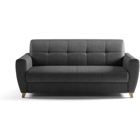 Canapé convertible express 3 places SKY - Tissu Anthracite - 192 x 100 x 88 cm (1/5)