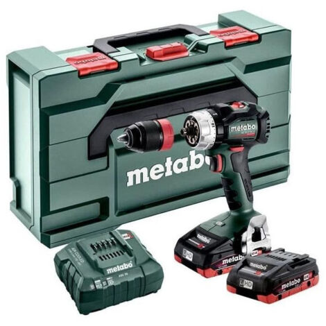 Metabo – Perceuse-visseuse sans fil 18V avec 2 batteries 4.0Ah LiHD – Moteur Brushless – Couple 75Nm pour perçage bois et métal – Coffret ASC 55 - 602334800