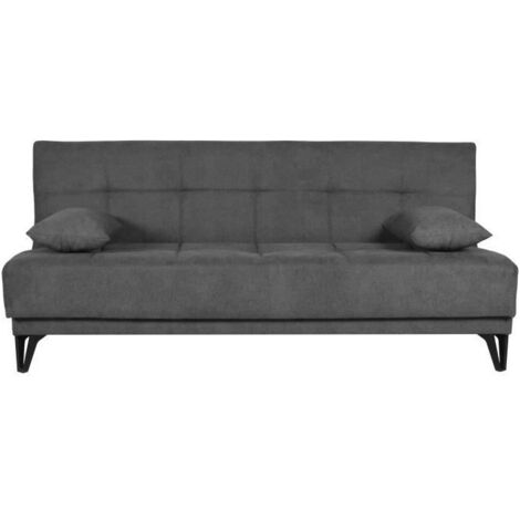 Banquette convertible 3 places - LIMRA - Tissu gris clair - 2 coussins - Coffre de rangement - 190 x 87 x 87 cm (1/5)