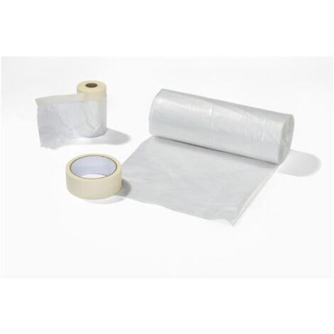 Wagner – Kit de masquage 4m x 6m – Film de masquage premium 20m x 2,70m et 20m x 0,55m – Adhésif 20m x 36mm – Cutter 12mm (1/8)